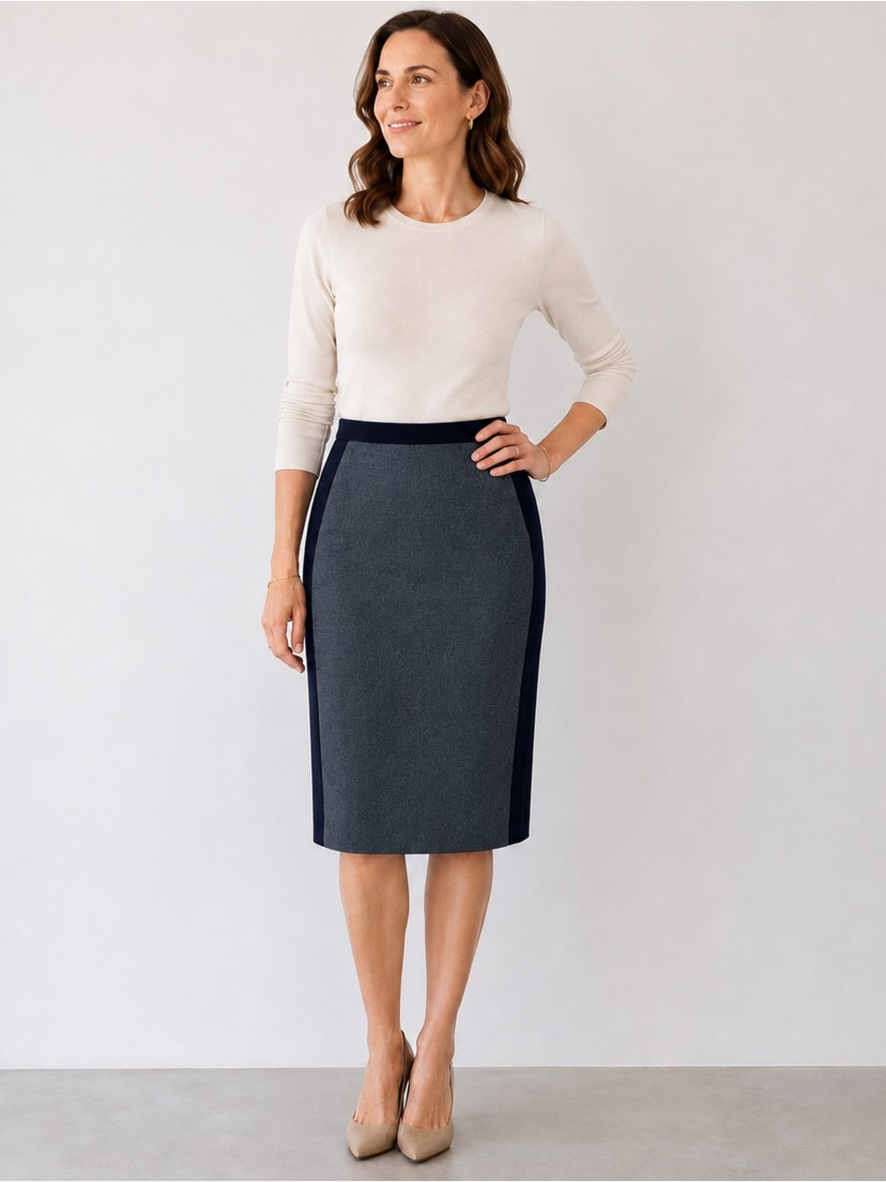 J.Crew No. 2 Pencil Skirt Womens 0 Wool Gray Black Colorblock Career Office